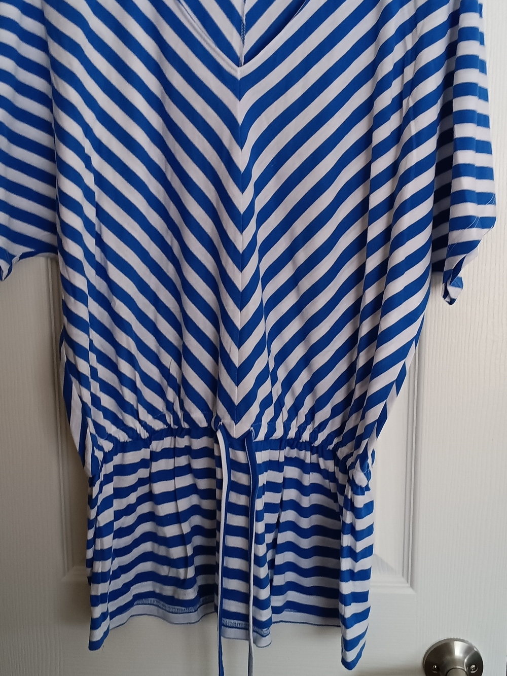 Faded Glory Blue and White Striped Drawstring Tunic